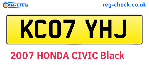 KC07YHJ are the vehicle registration plates.