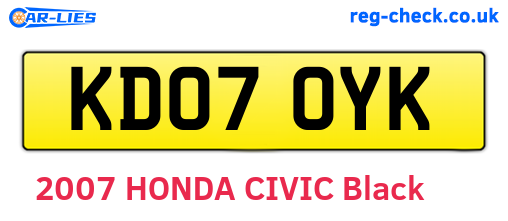 KD07OYK are the vehicle registration plates.