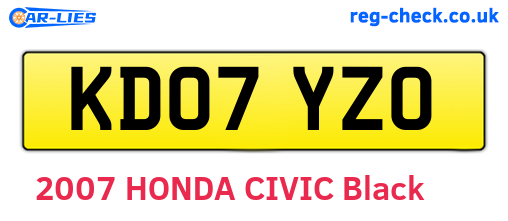 KD07YZO are the vehicle registration plates.