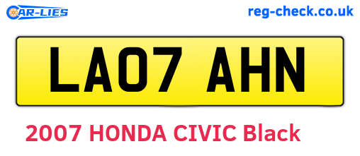 LA07AHN are the vehicle registration plates.