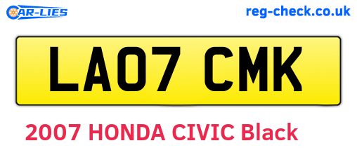 LA07CMK are the vehicle registration plates.