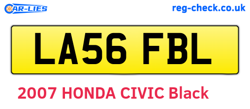 LA56FBL are the vehicle registration plates.