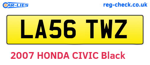 LA56TWZ are the vehicle registration plates.