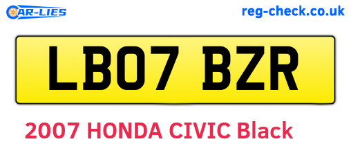 LB07BZR are the vehicle registration plates.