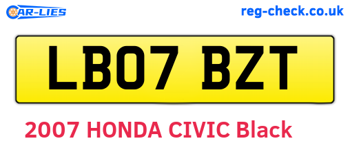 LB07BZT are the vehicle registration plates.
