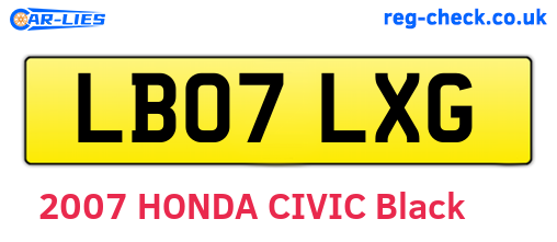 LB07LXG are the vehicle registration plates.