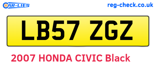 LB57ZGZ are the vehicle registration plates.
