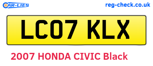 LC07KLX are the vehicle registration plates.