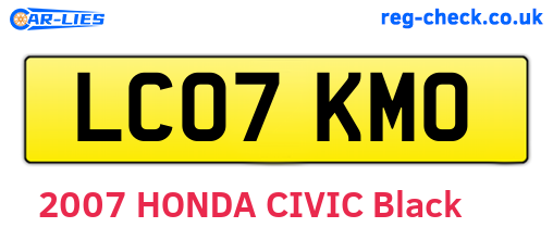 LC07KMO are the vehicle registration plates.
