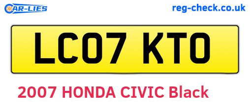LC07KTO are the vehicle registration plates.