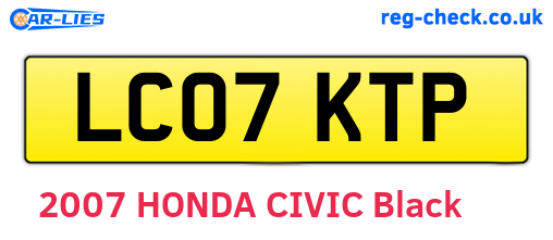 LC07KTP are the vehicle registration plates.