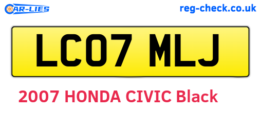 LC07MLJ are the vehicle registration plates.