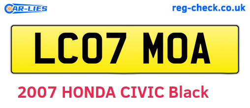 LC07MOA are the vehicle registration plates.