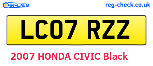 LC07RZZ are the vehicle registration plates.