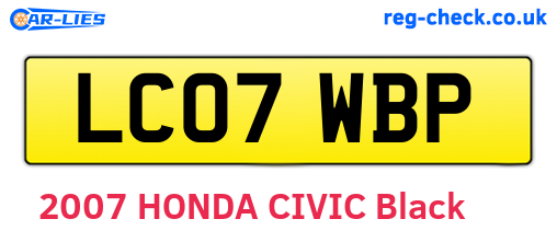 LC07WBP are the vehicle registration plates.