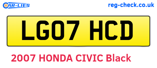 LG07HCD are the vehicle registration plates.