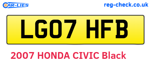 LG07HFB are the vehicle registration plates.