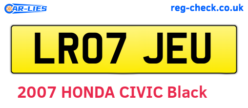 LR07JEU are the vehicle registration plates.