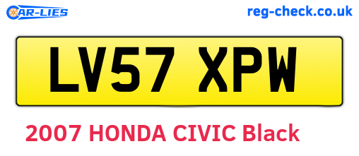 LV57XPW are the vehicle registration plates.