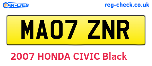 MA07ZNR are the vehicle registration plates.