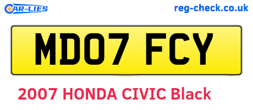 MD07FCY are the vehicle registration plates.