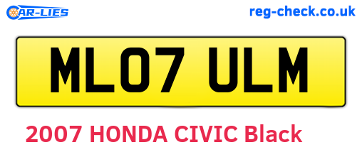 ML07ULM are the vehicle registration plates.