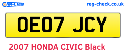 OE07JCY are the vehicle registration plates.