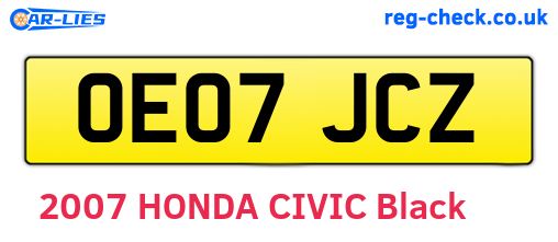 OE07JCZ are the vehicle registration plates.