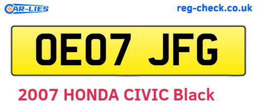OE07JFG are the vehicle registration plates.
