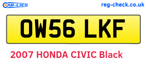 OW56LKF are the vehicle registration plates.