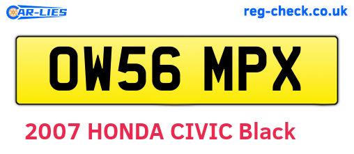 OW56MPX are the vehicle registration plates.