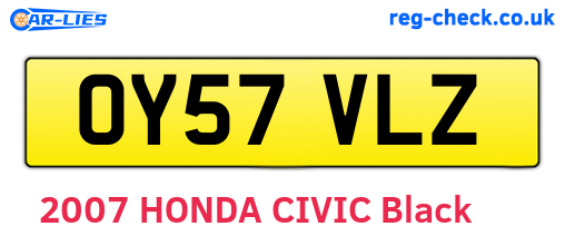 OY57VLZ are the vehicle registration plates.