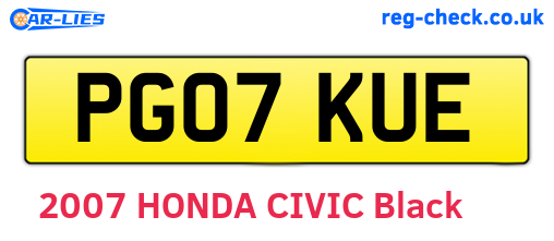 PG07KUE are the vehicle registration plates.