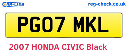 PG07MKL are the vehicle registration plates.