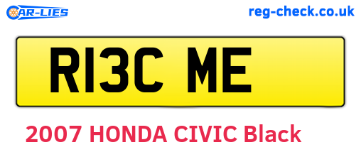 R13CME are the vehicle registration plates.