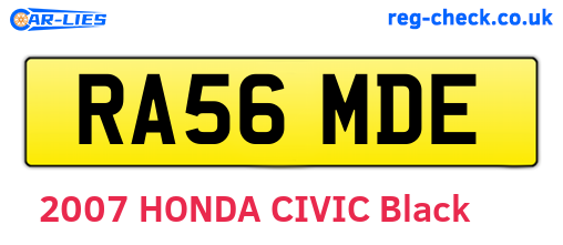 RA56MDE are the vehicle registration plates.