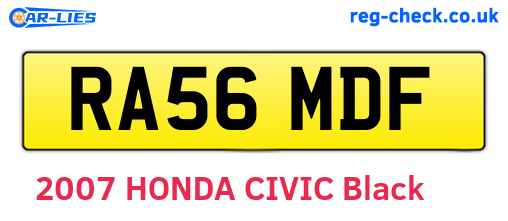 RA56MDF are the vehicle registration plates.