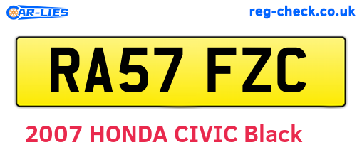 RA57FZC are the vehicle registration plates.