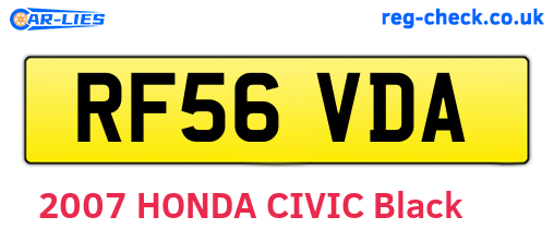 RF56VDA are the vehicle registration plates.