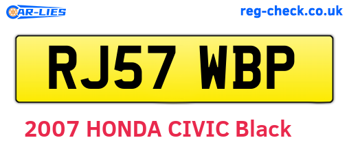 RJ57WBP are the vehicle registration plates.