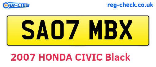 SA07MBX are the vehicle registration plates.