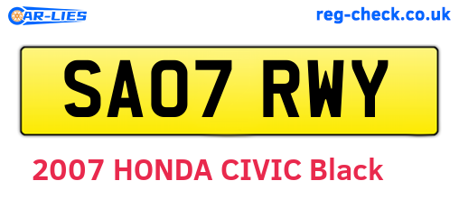 SA07RWY are the vehicle registration plates.