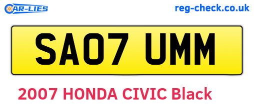 SA07UMM are the vehicle registration plates.