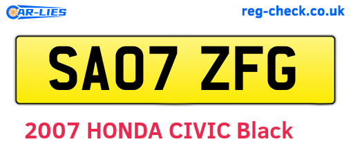 SA07ZFG are the vehicle registration plates.