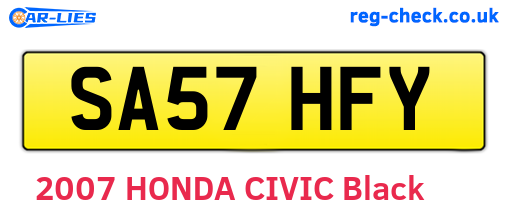 SA57HFY are the vehicle registration plates.