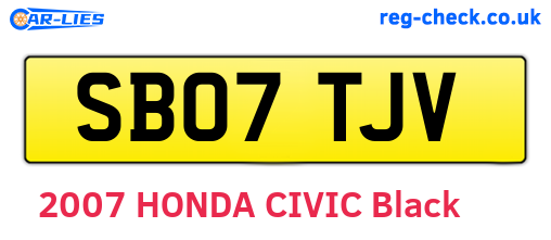 SB07TJV are the vehicle registration plates.