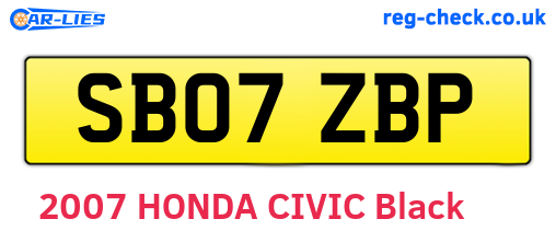 SB07ZBP are the vehicle registration plates.
