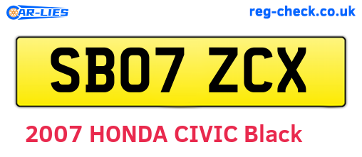 SB07ZCX are the vehicle registration plates.