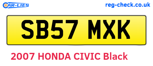 SB57MXK are the vehicle registration plates.
