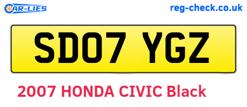 SD07YGZ are the vehicle registration plates.